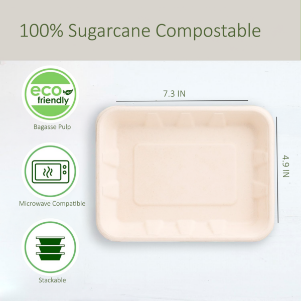 22 oz White Rectangular Flat Takeout Container - Image 2