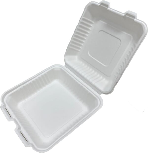 Sugarcane Clamshell Takeout Box - 9"x9"x3" - 42 grams - Image 4