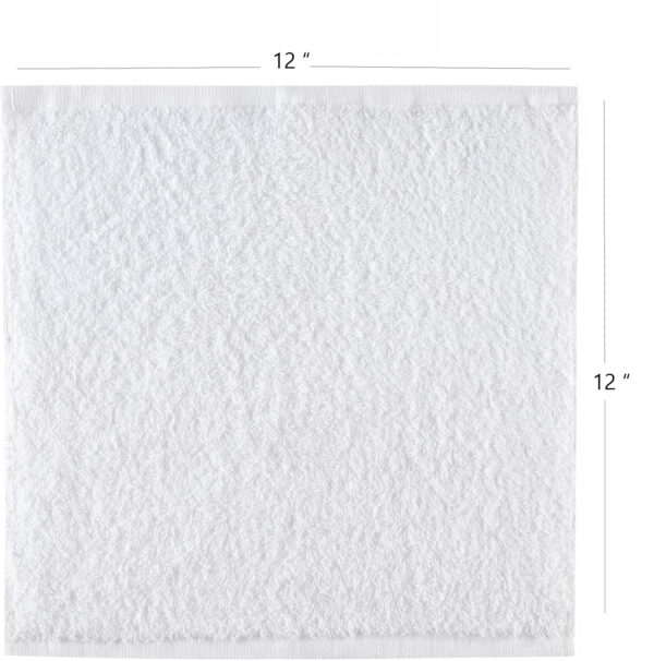 CAM Towel White Washcloth, 12" x 12" 415 GSM - 25 DZ - Image 2