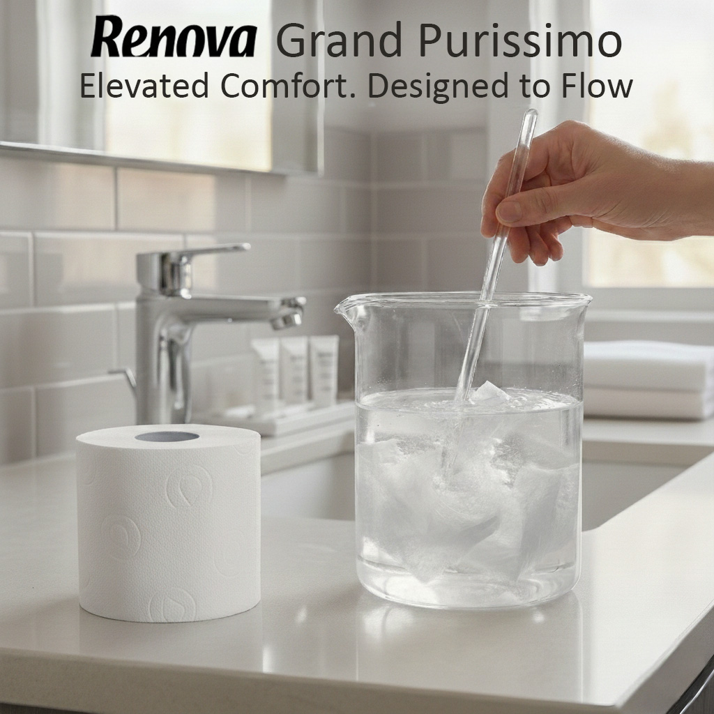 Renova Grand Purissimo Toilet Paper 180 Extra-Large Sheets 3 Ply — 96/case - Image 3