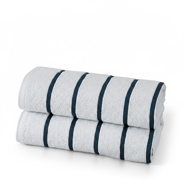 Oxford White Pool Towel Navy Stripes 30"x60" – 2 Dozen